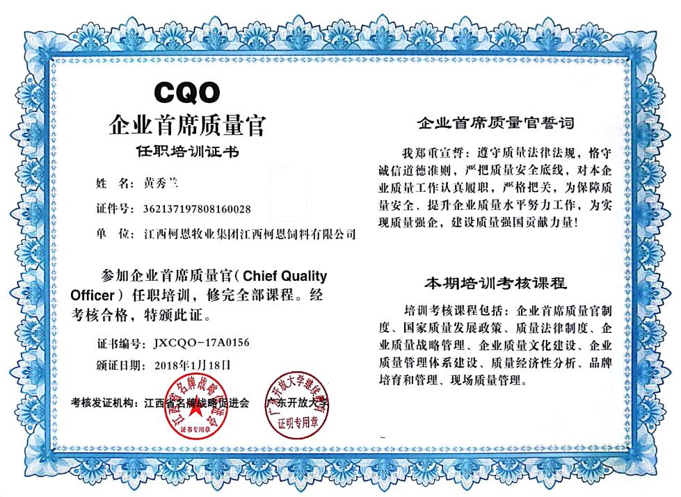 CQO企业首席质量官（黄）