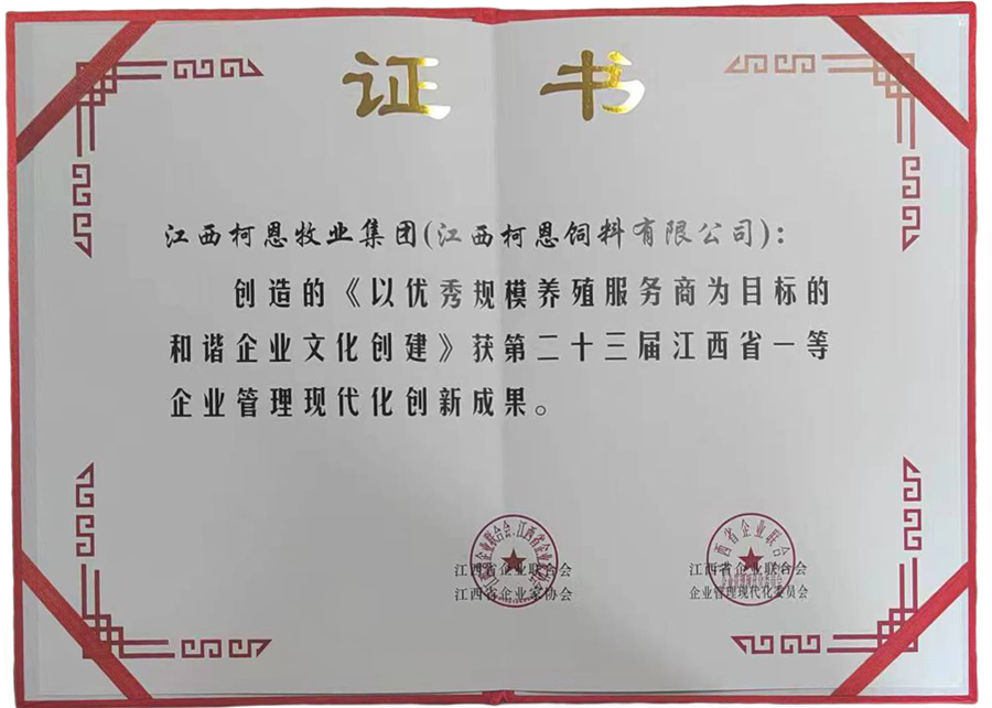 第23届江西省企业管理现代化创新成果1等奖（证书）